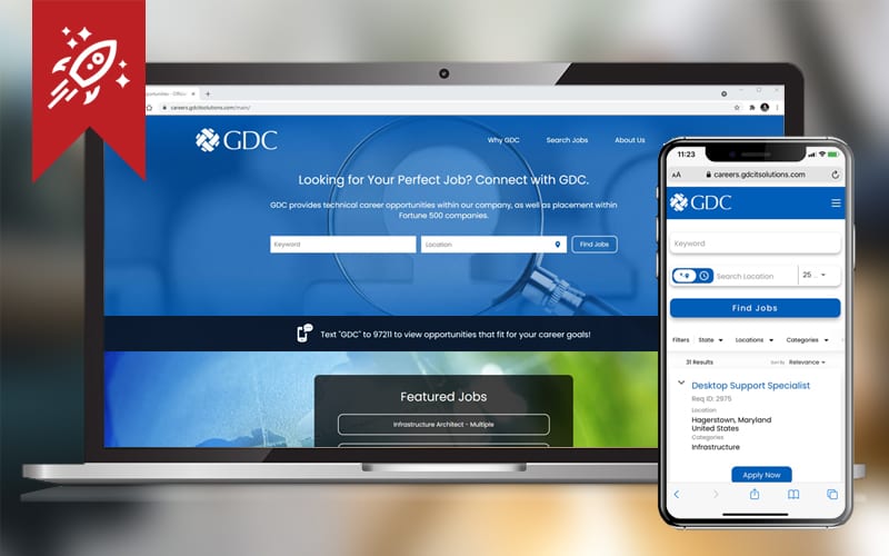 GDC Careers Portal Launch Desktop and Mobile Screens
