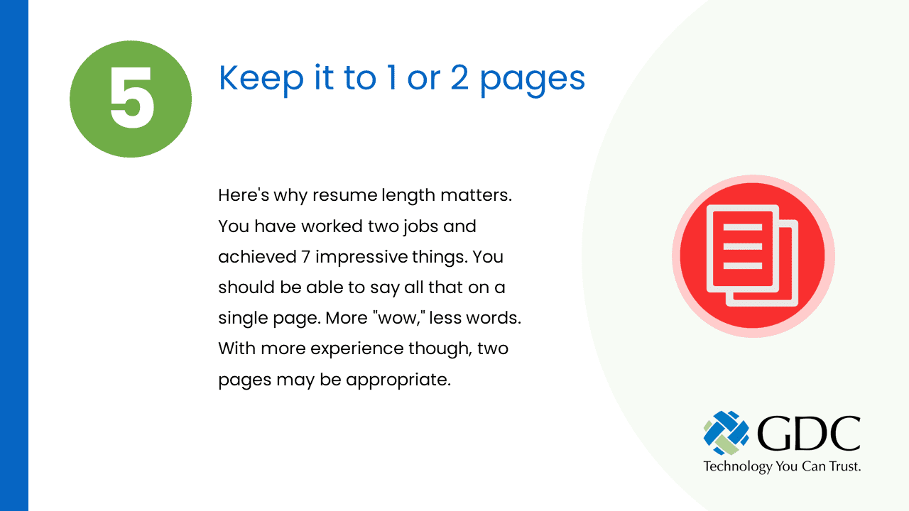 Keep it to 1 or 2 pages